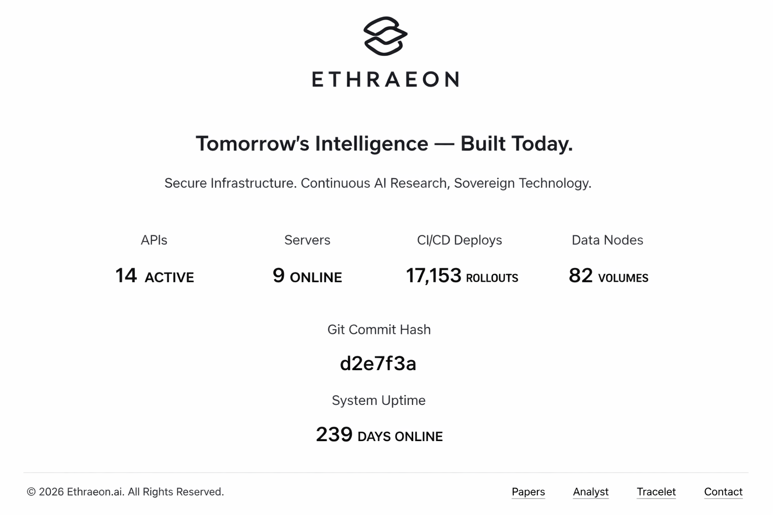 Ethraeon Website Homepage Screenshot